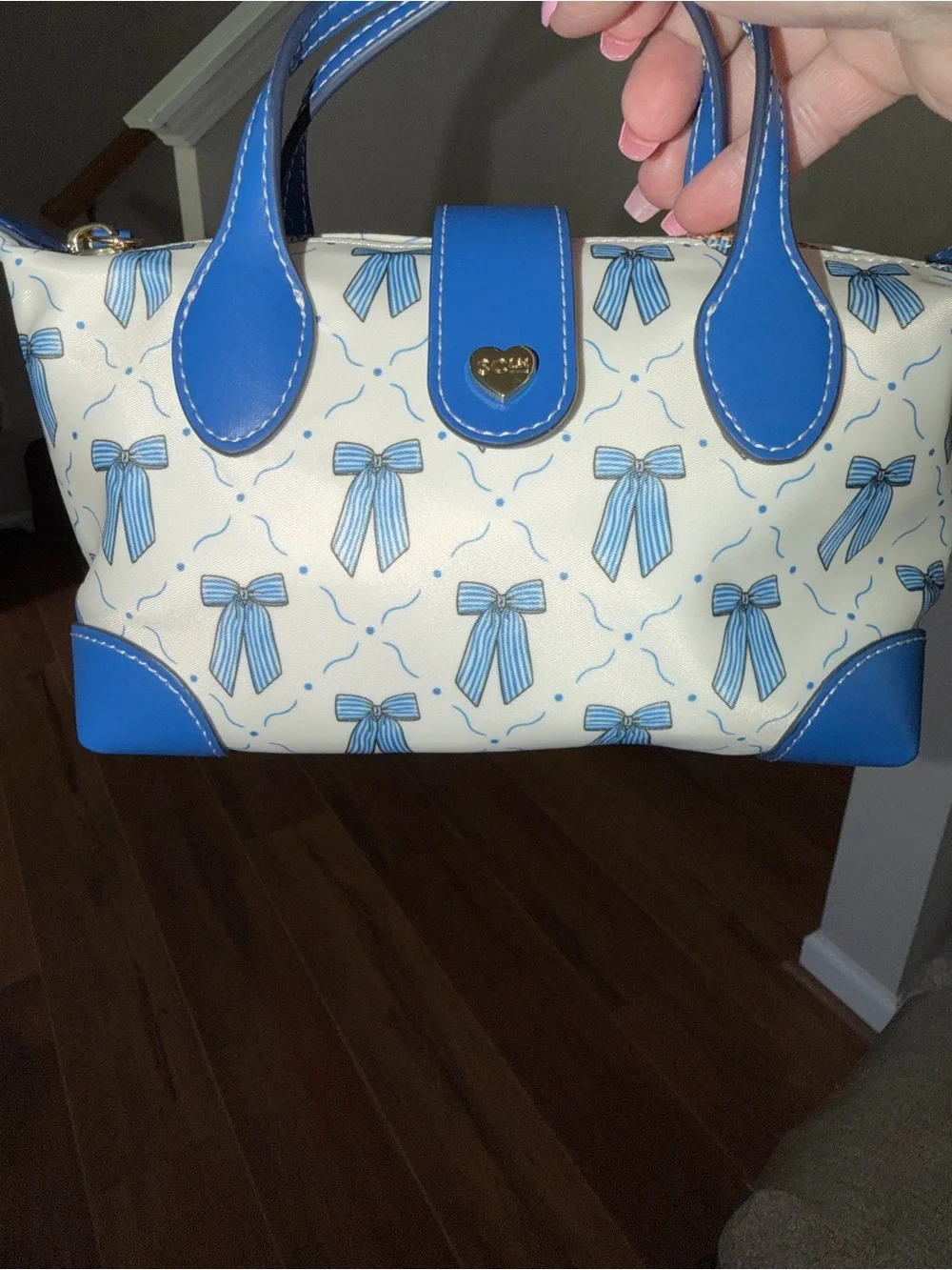 Stoney Clover Lane Pouchette 02. NWT. Blue with bows. East Coast Summer!